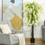 HOMCOM Artificial Plant White Wisteria Tree Faux Plant for Indoor Decor