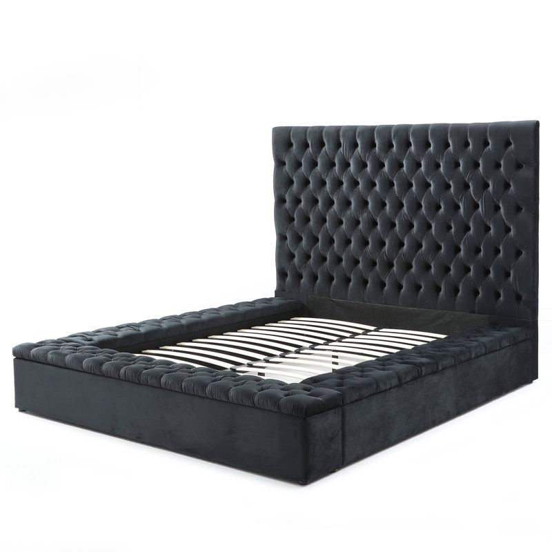 Upholstered Platform Storage Bed, Queen, Black