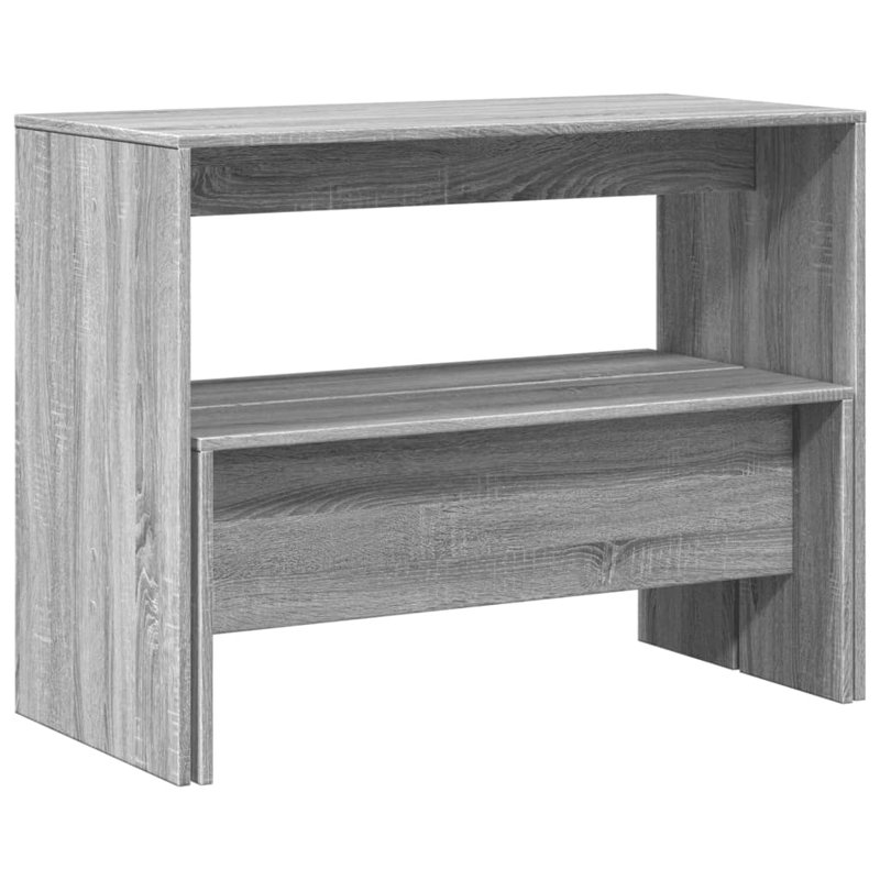 3 Piece Dining Table And Bench Set Engineered Wood, Grey Sonoma