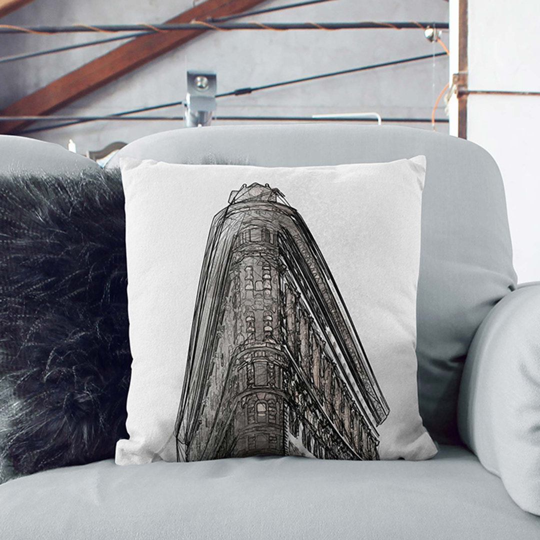 Flatiron Building in New York City in Abstract Cushion with Filling
