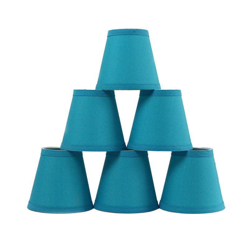 Abat-jour (à pince) de forme empire en coton, Bleu sarcelle, H 6 po x l 6 po x P 6 po