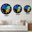 Horloge murale moderne turquoise et orange avec encre liquide bleue-1146260425