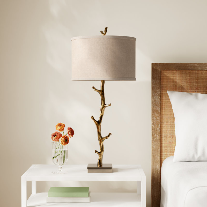 Hallie Table Lamp Lamp, Plated Antiqued Gold, Ivory