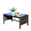 Mobilier d'extérieur 3 pièces: modulaire avec coussins beiges relaxants et table basse élégante