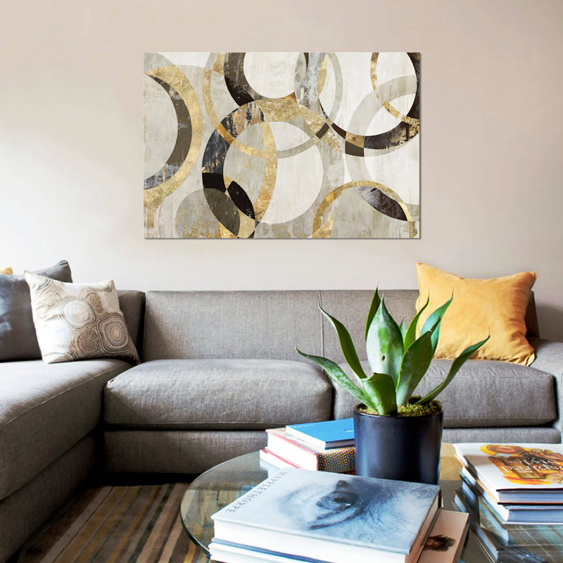 «Overlaps», impression sur toile, H 18 po x l 26 po x P 1,5 po, Toile avec cadre noir, Pas de tapis