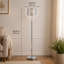  Lampe sur pied 59,25 po chrome Glam avec abat-jour tambour en cristal et interrupteur au pied. 