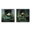 «Green Tranquil Panda Bath I», ensemble de 2 décorations murales pour salle de bain-102586677-102586673