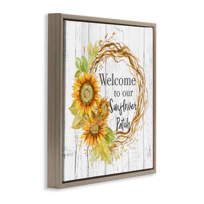 Art mural sur toile flottant Welcome, H 18 po x l 18 po, Cadre flottant orme Montalcino