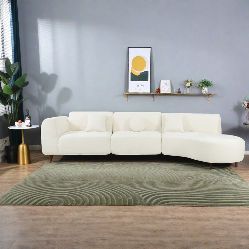 Canapé modulaire incurvé moderne Boneless, mousse beige, style contemporain pour la maison