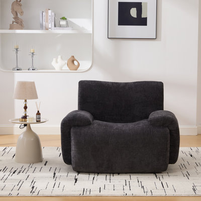 Fauteuil d'appoint surdimensionné et moderne de 42 po de large, canapé-lit simple sans os, fauteuil en chenille, fauteuil de lecture confortable avec sièges profonds pour le salon, dortoirs, noir
