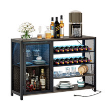  Tribesigns Smart Led Bar Table, 3-Tier Liquor Bar Unit with RGB  Lights, Wine Glasses Holder and Storage Shelves, Alcohol Bar Cabinet with  Mesh & Footrest Mini Bar Buffet Sideboard for Home