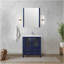 Meuble-lavabo bleu marine 30 po X P 18,25 po D, plateau en céramique blanche, ensemble de robinet et Miroir-743239047