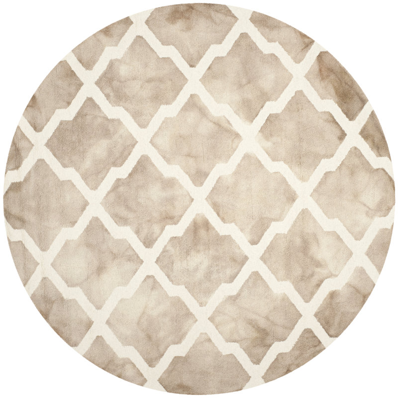 Doolittle Hand Tufted Wool Geometric Rug, Round 7'