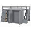 Lit mezzanine double en bois pleine grandeur avec rangement intégré - aucun sommier requis, gris-600639071