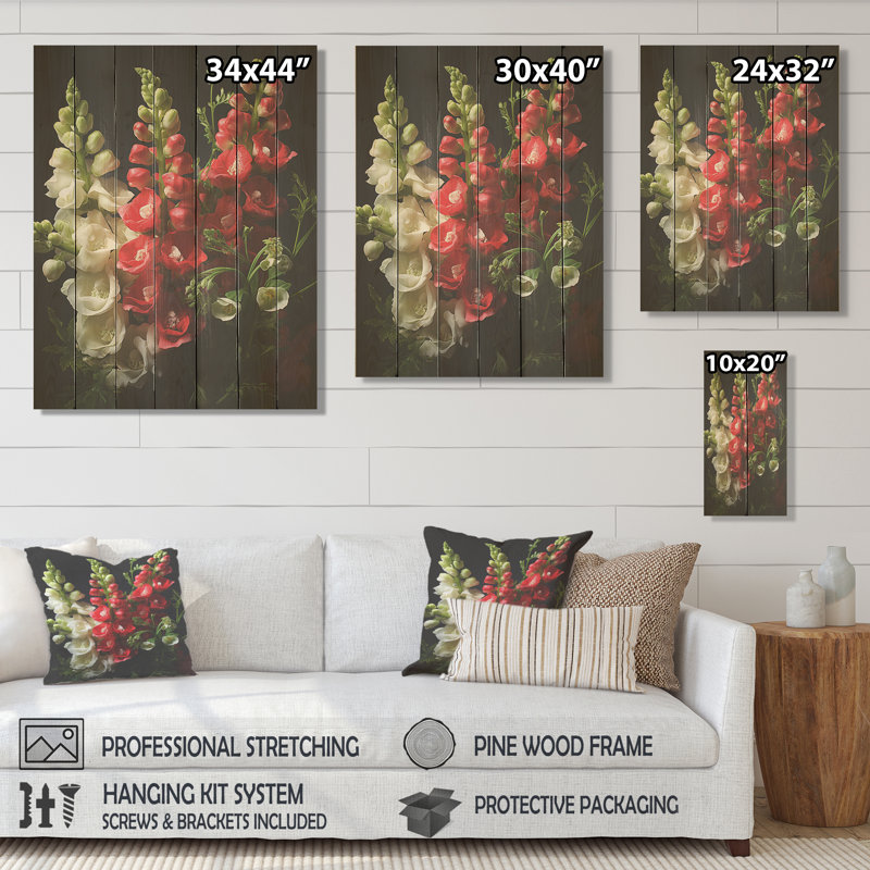 Snapdragons Serenade I - Snapdragons On Wood Print, 20" H x 10" W