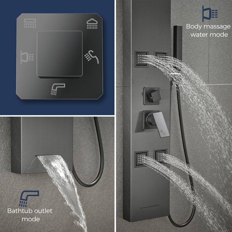 43.31'' Shower Panel with Adjustable Shower Head, Black