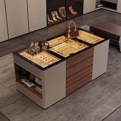 59.06"Italian-style grey floor-standing jewelry storage cabinet