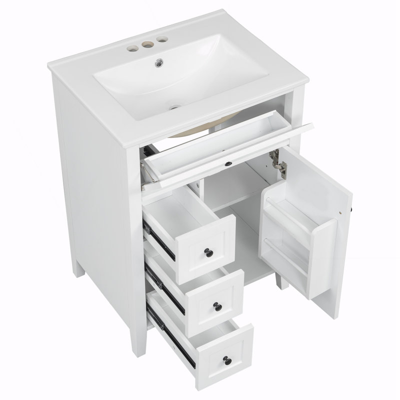 Meuble-lavabo de salle de bain avec lavabo, Blanc