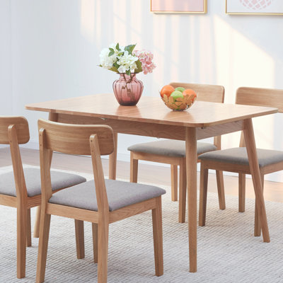 Table de bout télescopique en chêne naturel massif avec pieds diagonaux de 1,2 à 1,6 m, pour 6 à 8 personnes 
 Table de salle à manger en bois (couleur claire)