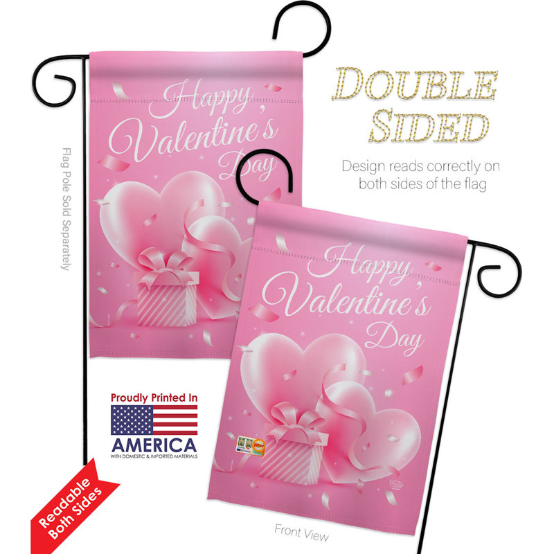 Drapeau de jardin en polyester à 2 côtés 1 pi 5 po x 1 pi Valentines