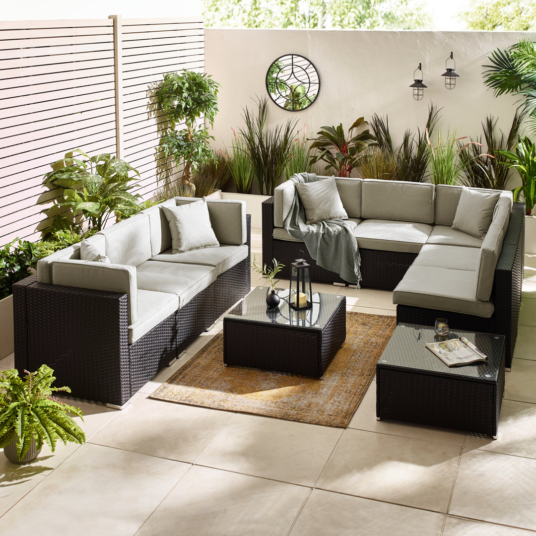 Miacomet Modular PE Rattan Garden Sofa Set and Table for Modern Gardens and Patios (Cover Included)