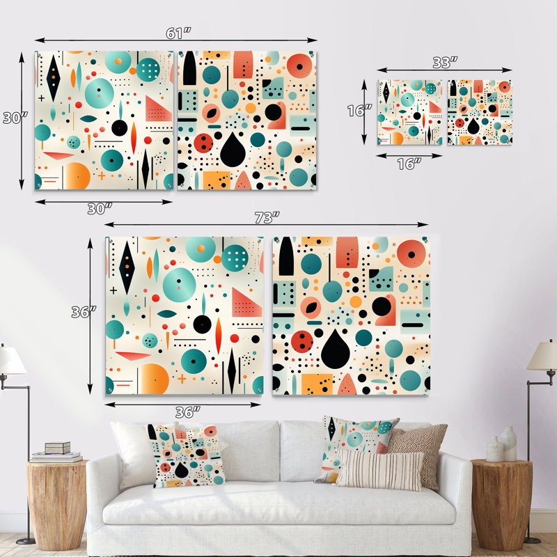 Keleigh - Ensemble de 2 verres muraux abstraits géométriques en acrylique, H 36 po x l 73 po