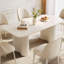 Ensemble de table de salle à manger 62,99 "blanc crème moderne avec 6 chaises, ensemble de table ovale Kichen pour 6, pour la cuisine, le coin repas, la salle à manger-11131618-11131616