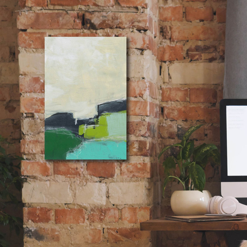 «Landscape No. 99» par Jan Weiss, art mural sur toile, 18 po x 26 po, H 18 po x l 12 po x P 0,75 po