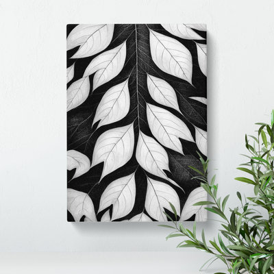 Monochrome Leaves No.1 - Wrapped Canvas Print