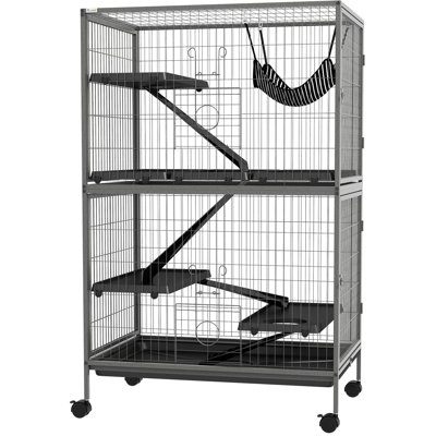 50" 5 Ferret House - Large Small Animal Cage With , 4 Doors, Pull-Out Tray, Metal, Gray Shade 50.5" Pet Home Access Easy Clean Steel Wire,