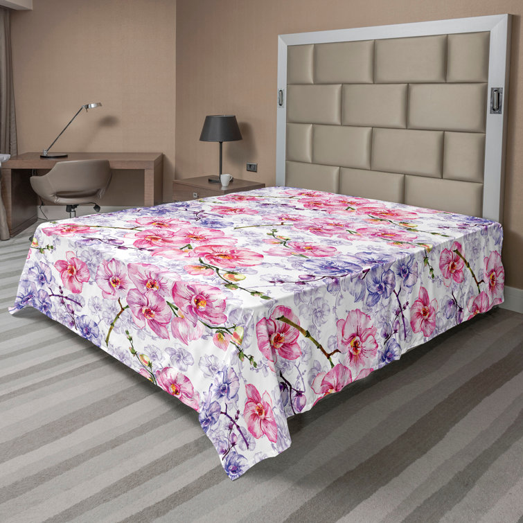 Drap plat à motif floral bohème Ambesonne