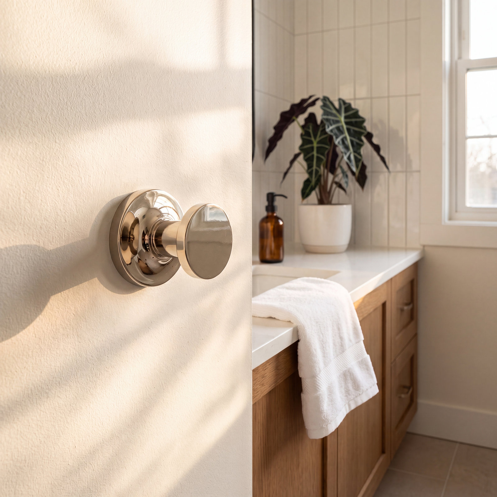 Purist Round Wall-Mounted Robe Hook, Vibrant Polished Nickel