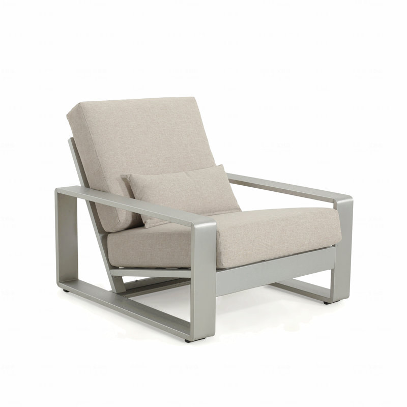 Ensemble de 1 méridienne d'extérieur, structure en aluminium avec coussin beige, intérieur et extérieur