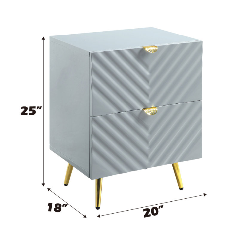 Table de chevet 2 tiroirs Gaines, Gris