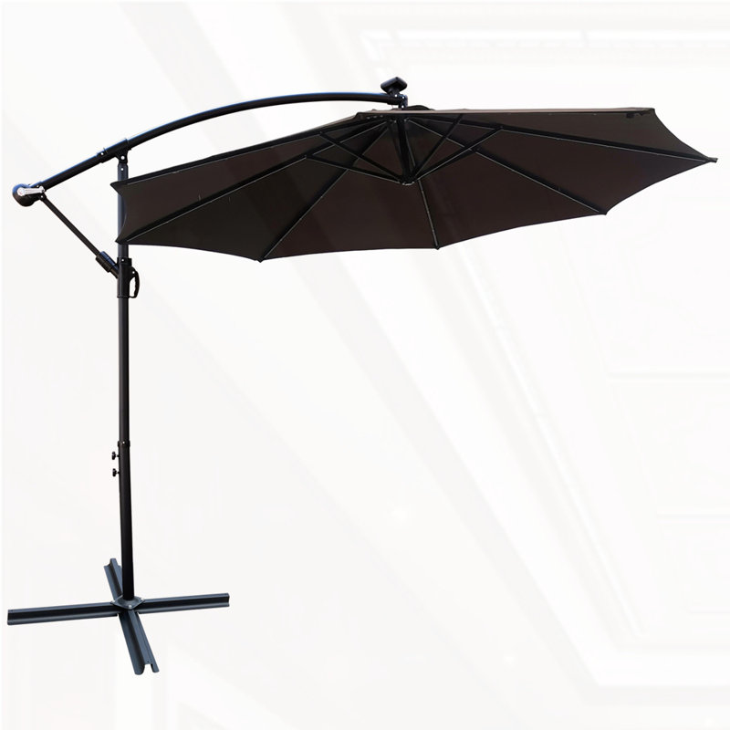 Parasol de terrasse 10 pi à énergie solaire avec éclairage à DEL et marché imperméable, Chocolat