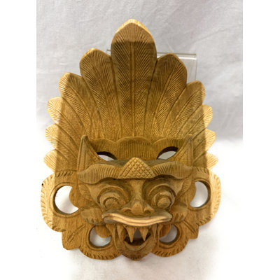 Hand Carved Solid Wood Barong Mask 19 Cm