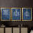 Heraldry on Navy I  -Custom Framed  Wrapped Gallery Canvas - 3 Pieces-363061360-363061357