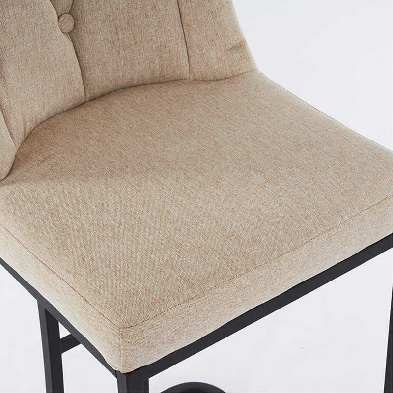 Set Of 2, Modern Upholstered Bar Stool With Button-Tufted Backrest, Counter Height Chair With Sturdy Metal Frame, Comfortable Padded Seat For Kitchen, Bar, Or Dining Room