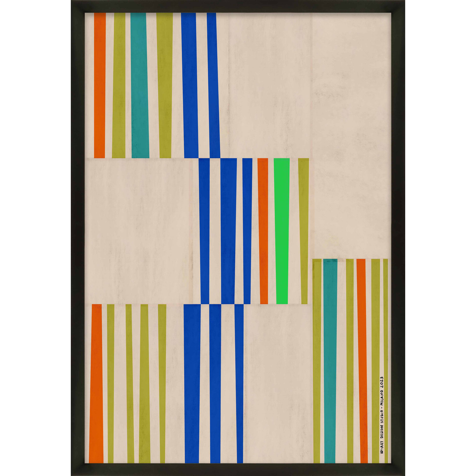 Charley "Abstract Assembly 1" Print, 50" H x 35" W, Black Paper Framed
