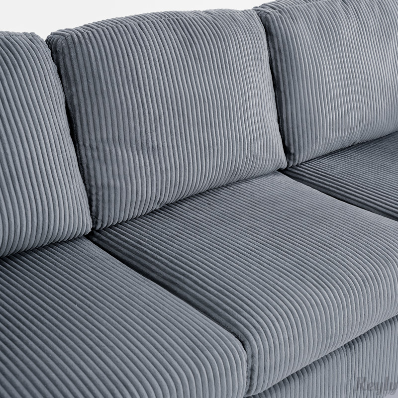 L-Shaped Sofa with Ottoman, Gray