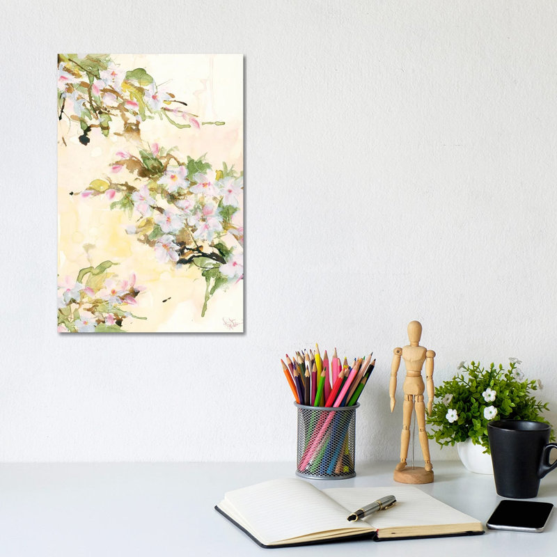 Cherry Blossoms 1 Piece Wrapped Canvas Painting, 20.32 cm H x 30.48 cm W