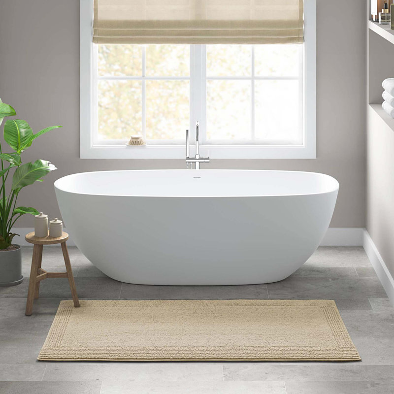 1 PCS 100% Cotton Tufted 3000 GSM Reversible Bath Rug, Natural, 36" L x 24" W