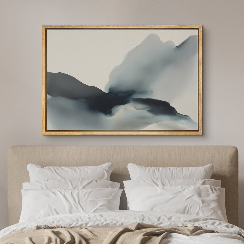 «Minimalist Wash Mountain Landscape», impression sur toile encadrée, Cadre naturel flottant, H 24 po x l 36 po x P 1,5 po
