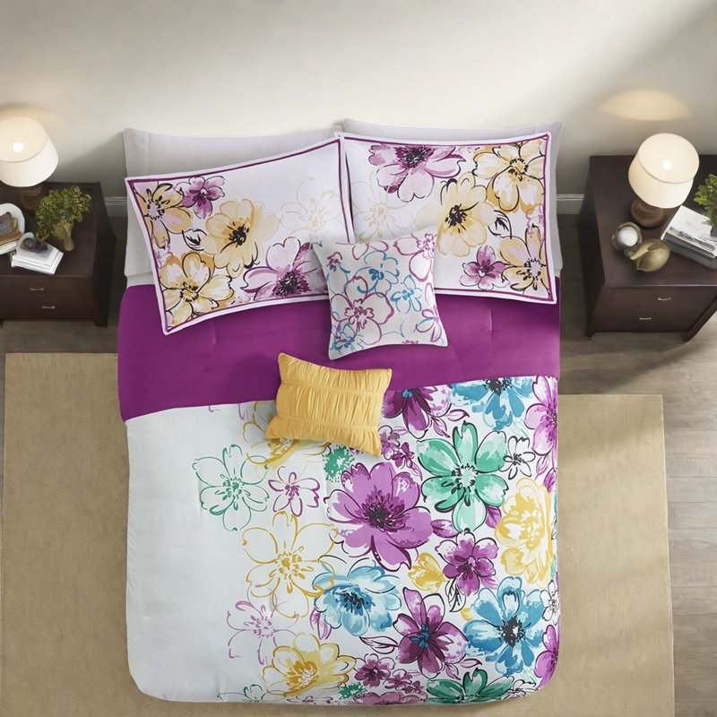 Ensembles de literie antimicrobiens en polyester, confort floral pour une maison moderne