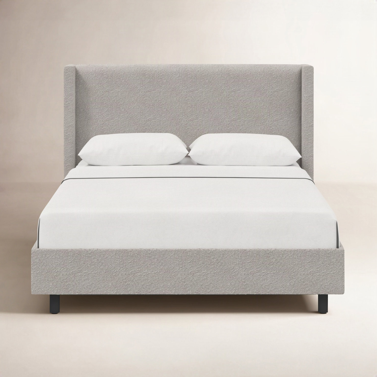 Hanson Upholstered Wingback Platform Bed, Classic Elephant Boucle, Twin