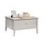 Table basse grise aux dimensions généreuses, plateau décoratif et installation facile - idéale pour recevoir