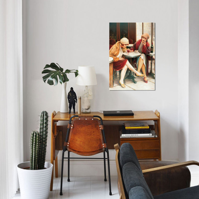 « cafe ii », reproduction sur toile, H 12 po x l 8 po x P 0,75 po, Pas de tapis, Toile tendue