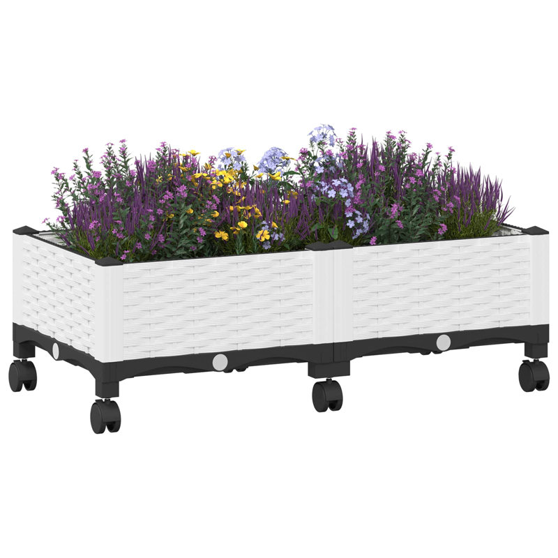 Elevated Planter, 33cm H x 80cm W x 40cm D, White