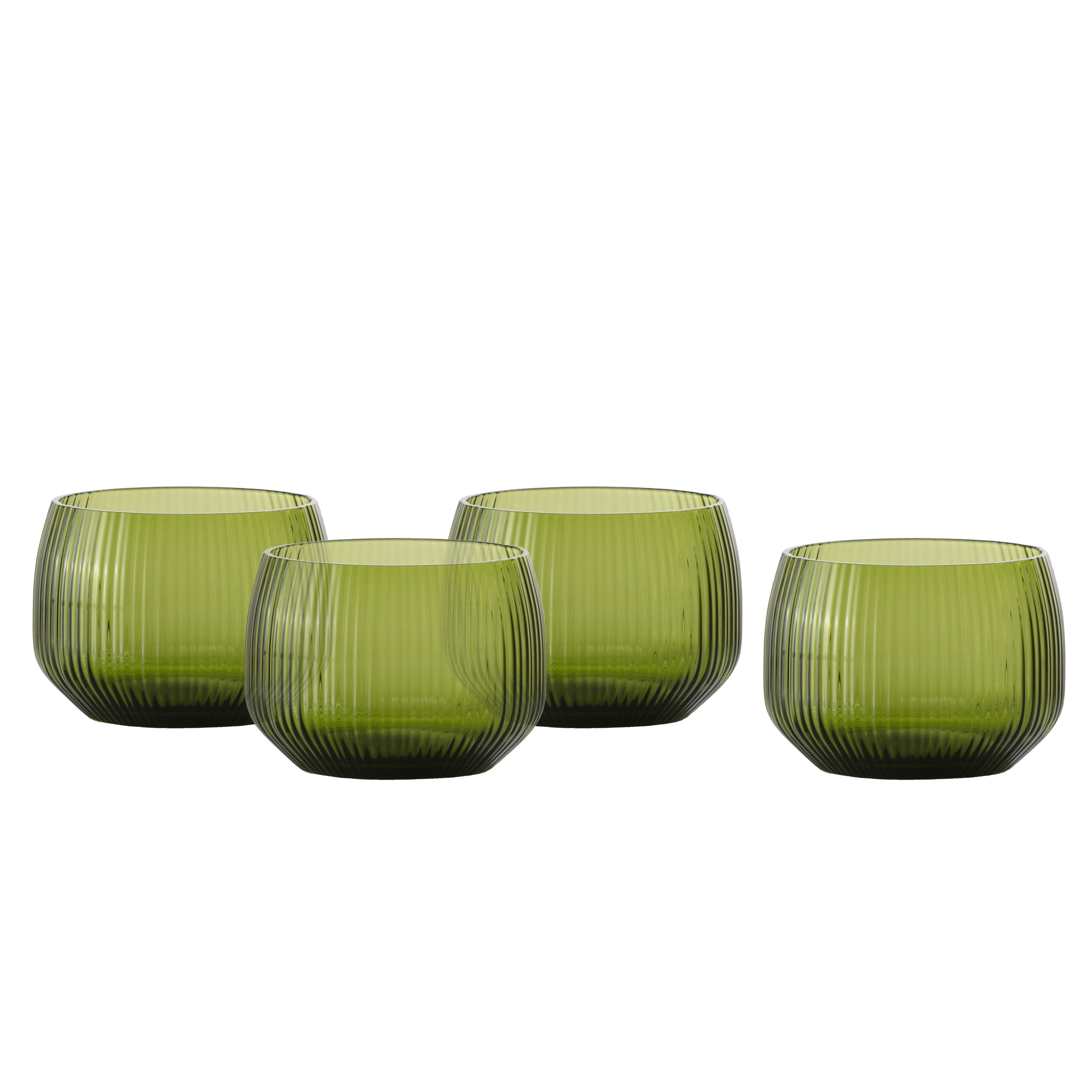Fortessa Estiva Glass, 9.5 Oz (Set of 4) | Textured Palm Green