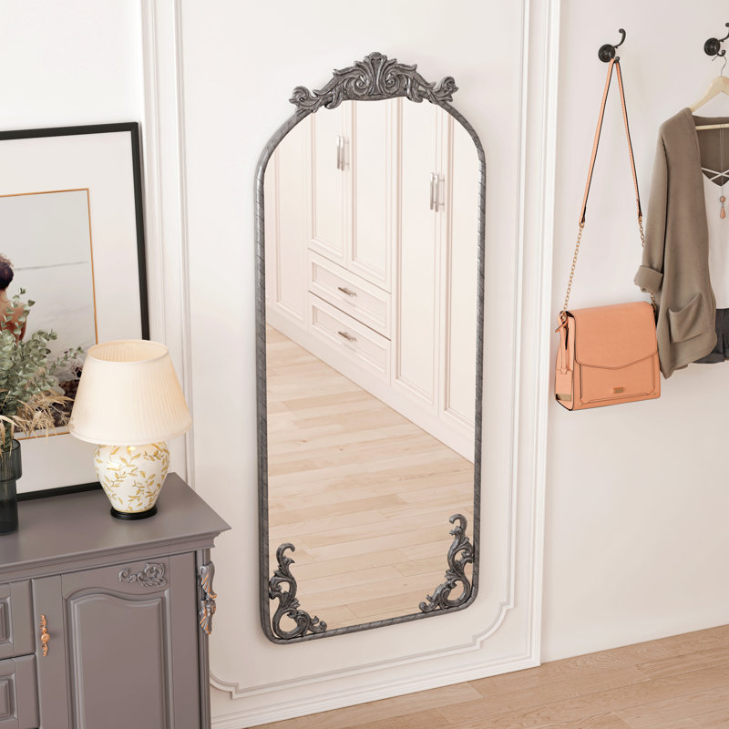 Miroir arqué 58 po x 24 po, Argent antique